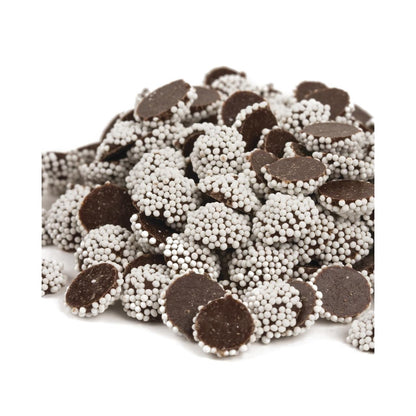 Colorful Sweet Palace nonpareils candy in a clear jar, showing small round sugar-coated chocolate sprinkles for baking and decoration.