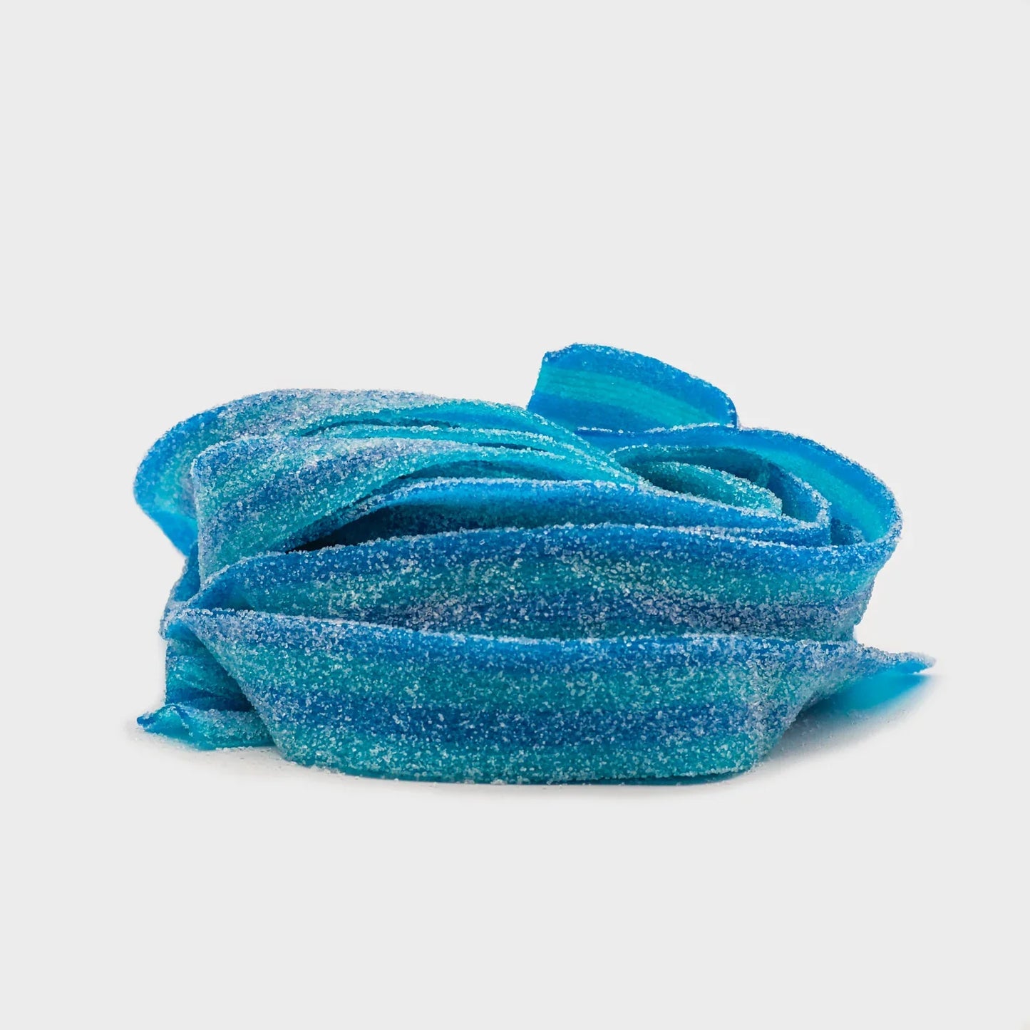 Assorted Sour Belts candy from Sweet Palace in bright colors, arranged on a white background.