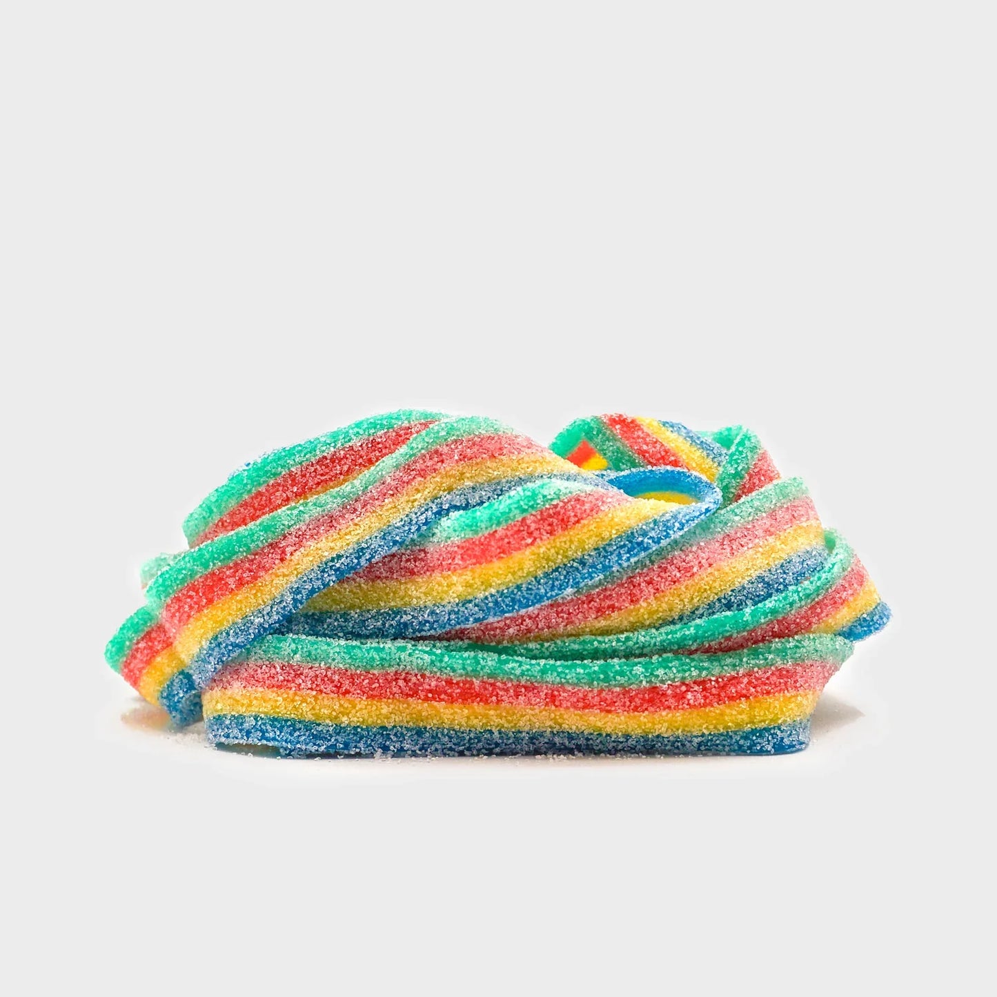 Colorful Sweet Palace Sour Belts candy in assorted flavors, displayed in a clear bag, showcasing vibrant, tangy gummy strips.