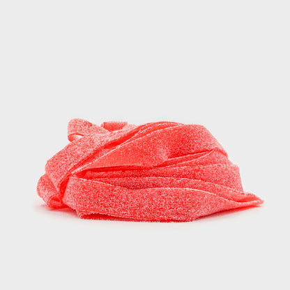 Colorful Sour Belts candy by Sweet Palace in assorted flavors, displayed in a clear bag on a white background.