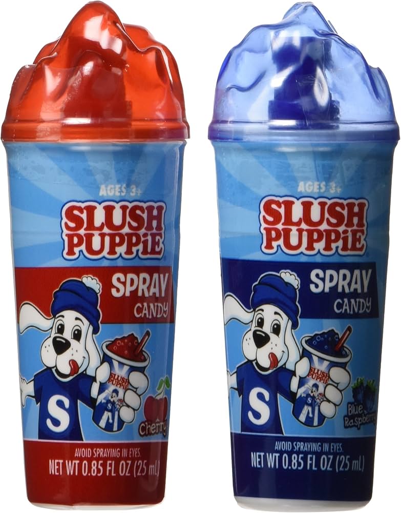Sweet Palace Slush Puppie Squeeze Candy in bright packaging, showcasing colorful, fruit-flavored candy squeeze tubes.