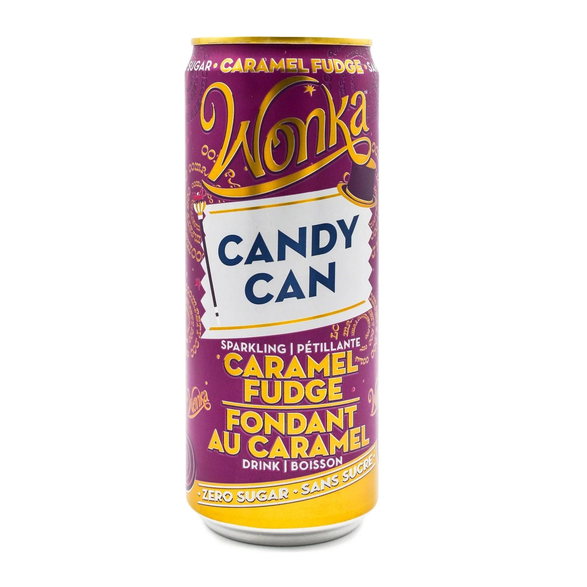 Wonka Sparkling Candy Can from Sweet Palace, colorful and shiny caramel candy in a festive can, ideal for holiday treats.