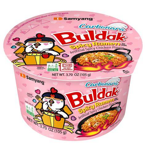 Sweet Palace Buldak Ramen Bowl with spicy ramen noodles and toppings in a ceramic bowl, ready to serve.