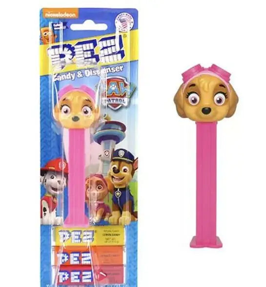 Sweet Palace PEZ dispenser featuring Chase from Paw Patrol, with a detailed Chase character design in bright colors.