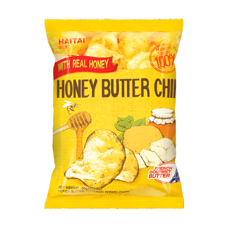 Sweet Palace Haitai Honey Butter Jumbo Chips in a colorful bag, showcasing crispy potato chips with honey butter flavor.
