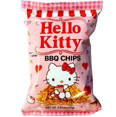 Hello Kitty BBQ Chips by Sweet Palace, crispy snack chips with Hello Kitty design and smoky BBQ flavor, in a colorful package.