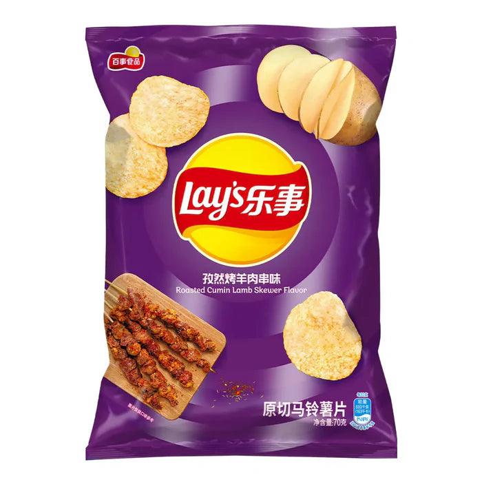 Sweet Palace Lay's roasted cumin lamb skewer chips in a package, featuring savory lamb flavor and cumin seasoning.