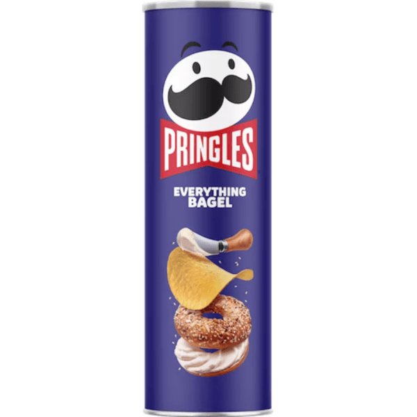 Sweet Palace Pringles Everything Bagel chips in a colorful can, showcasing the crispy, seasoned potato chips with bagel flavor.