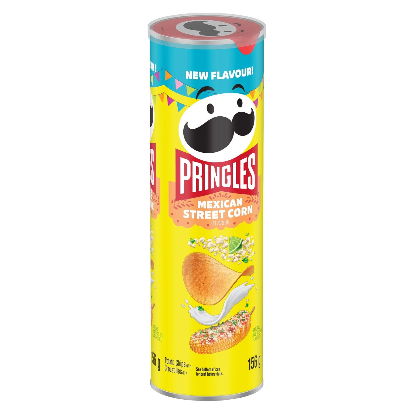 Crunchy Pringles Mexican Sweet Corn chips by Sweet Palace, showing a close-up of the flavorful, golden corn chips in a pile.