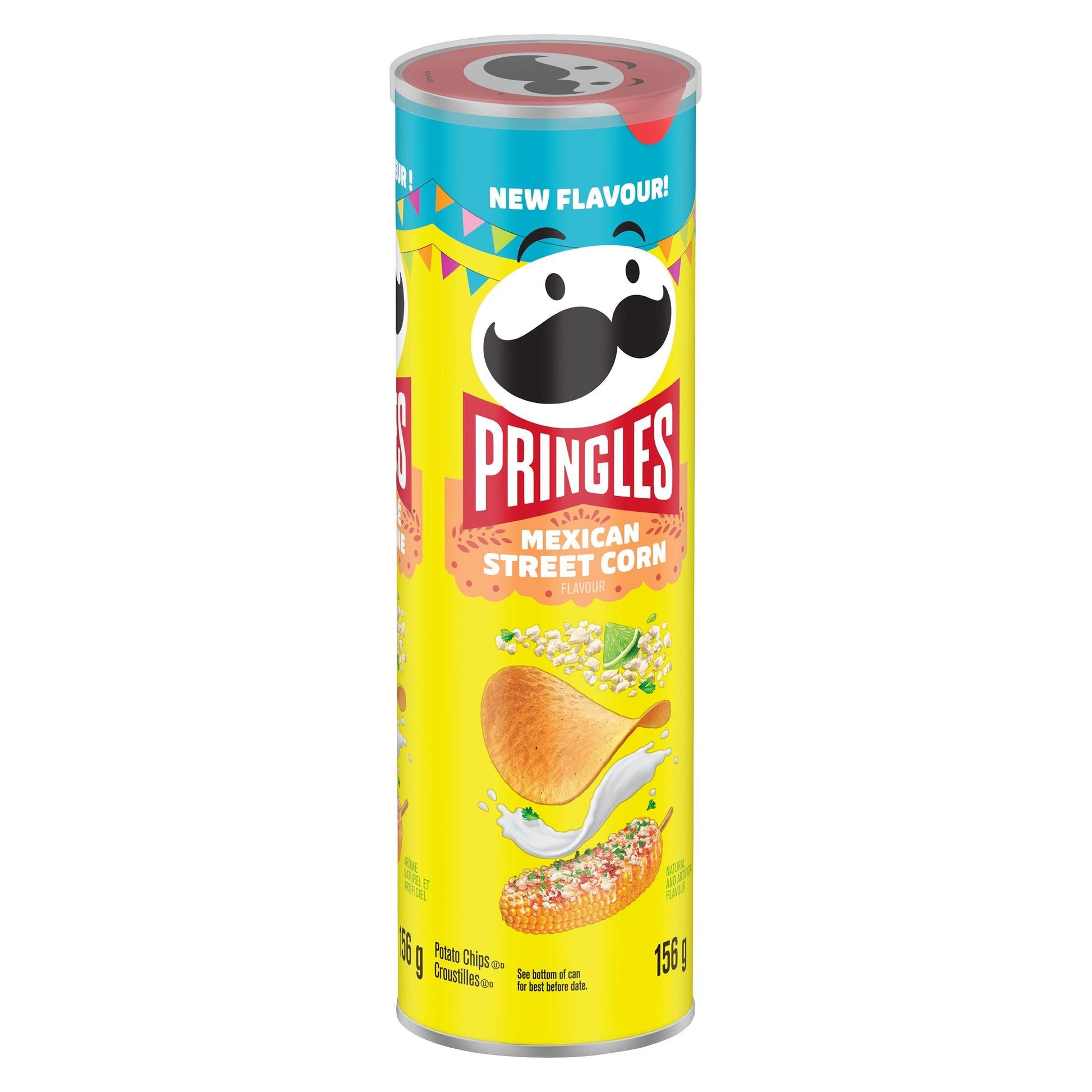 Crunchy Pringles Mexican Sweet Corn chips by Sweet Palace, showing a close-up of the flavorful, golden corn chips in a pile.