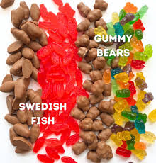 Sweet Palace chocolate-covered gummies featuring colorful gummy bears coated in rich chocolate, displayed in a close-up shot.