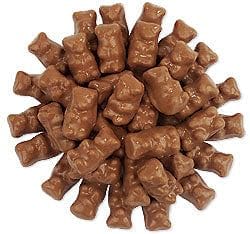 Chocolate-covered gummy bears from Sweet Palace, featuring colorful gummies coated in smooth chocolate.