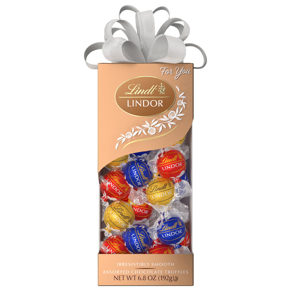 Assorted Lindt Lindor Chocolate Truffles in a box, creamy filled chocolates from the Sweet Palace brand.