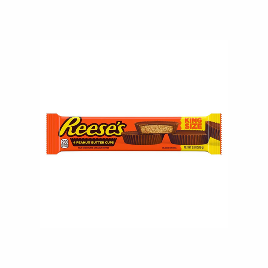 Sweet Palace Reese's King Size Chocolate and Peanut Butter Cup with smooth chocolate coating and creamy peanut butter filling.