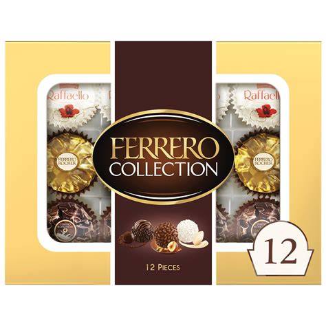 Sweet Palace Ferrero Rocher chocolates in a decorative box, featuring the iconic hazelnut-filled chocolate balls.