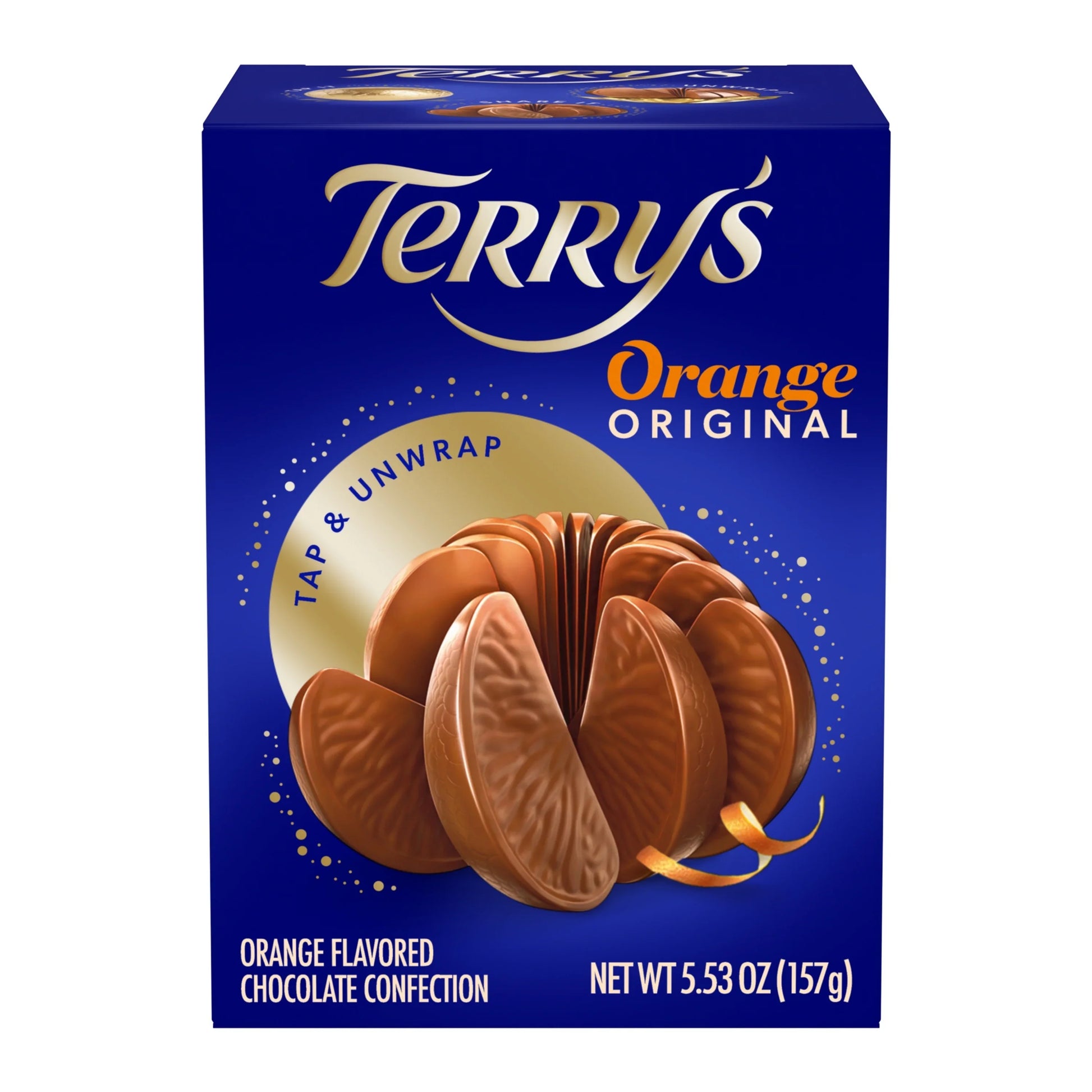 Sweet Palace Terry Chocolate Orange chocolates in a bright wrapper, featuring a classic orange-flavored chocolate treat.