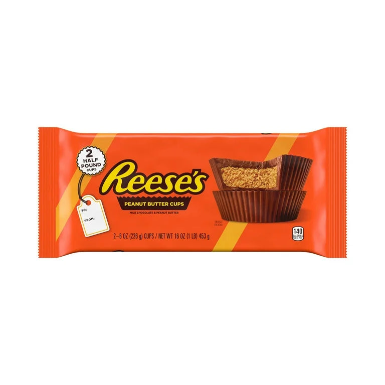 Sweet Palace Reese's chocolates and cups, featuring iconic peanut butter-filled candies and chocolate cups in a colorful display.