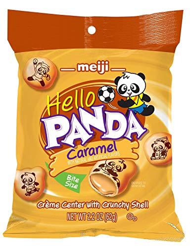 Sweet Palace Hello Panda Caramel cookies in 2.2 oz package, featuring panda-shaped chocolate-filled cookies with caramel flavor.