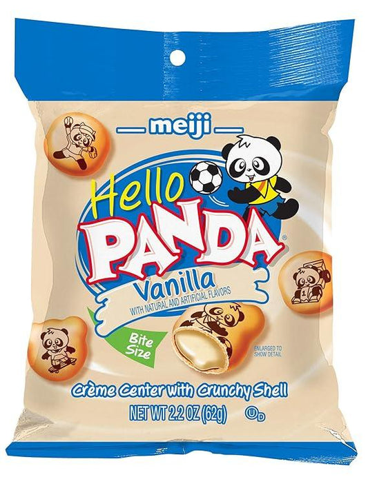 Sweet Palace Hello Panda vanilla cookies in a 2.2 oz package, featuring panda-shaped cookies with vanilla filling.