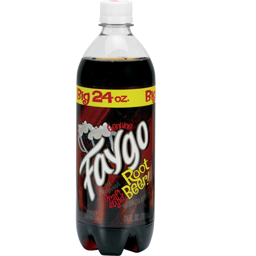 Sweet Palace Faygo Cotton Candy soda bottle, 23oz, with bright colorful label and beverage inside.