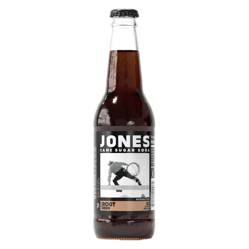 Sweet Palace Jones Glass Bottle featuring a vintage-style cream soda beverage inside, clear and detailed on a white background.