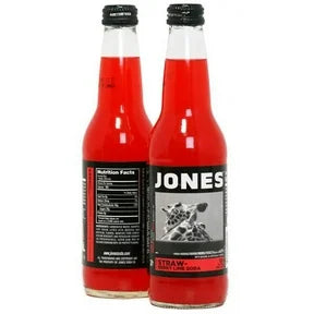 Sweet Palace Jones Glass Bottle for Cream Soda, clear vintage-style soda bottle with a colorful label and cap.