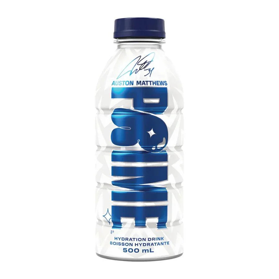 Auston Matthews 2.0 Prime Hydration bottle by Sweet Palace, featuring a sleek design and branded logo on the hydration container.