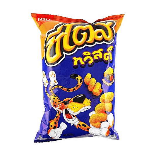 Cheetos Twists Paprika Cheese Flavor snack in 2.25 oz bag, featuring twisted crunchy cheese snacks with paprika seasoning.