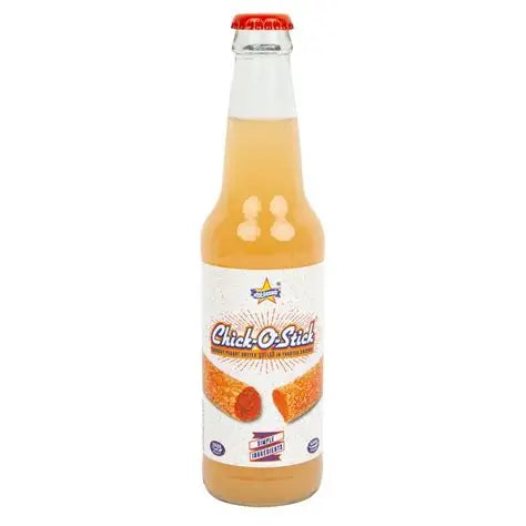 Sweet Palace Chick-O-Stick Soda bottle with colorful label and clear soda inside, showcasing a nostalgic candy-inspired beverage.