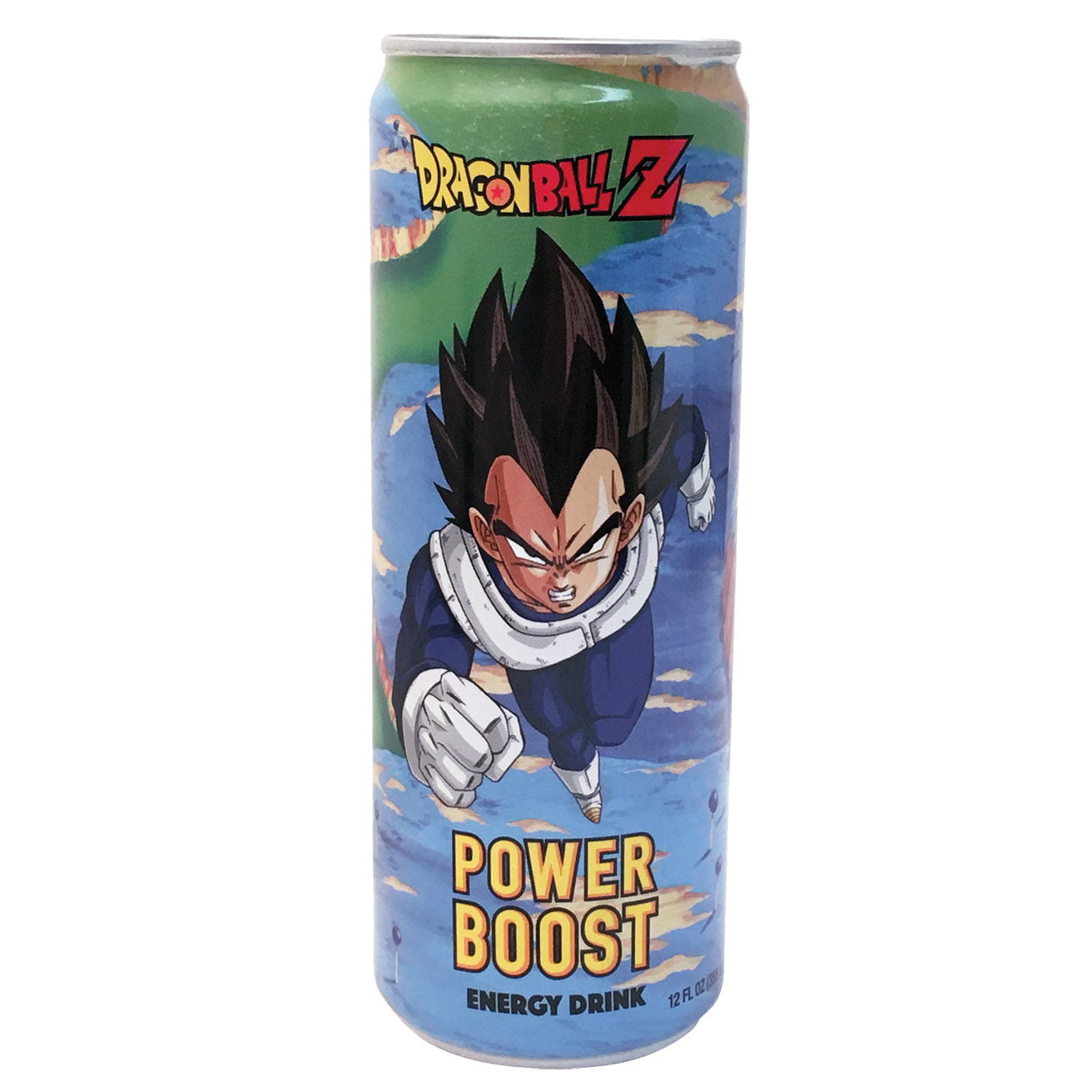DragonBallZ Power Boost Energy Drink by Sweet Palace, featuring vibrant packaging with DragonBallZ characters and energetic design.