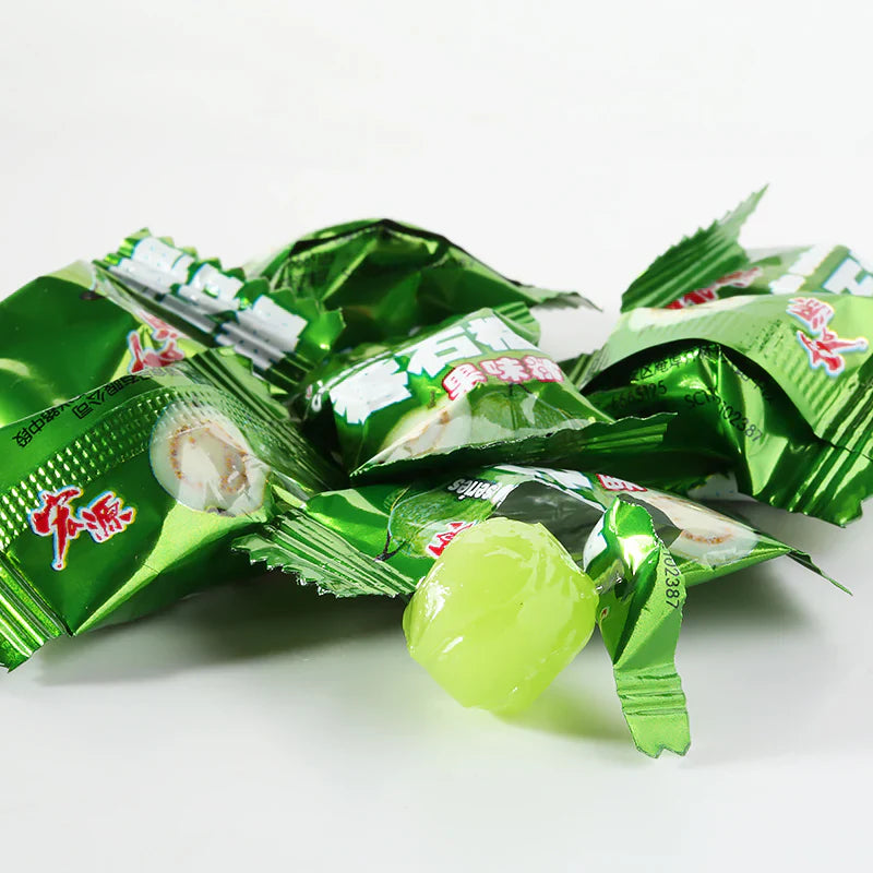 Guava hard candy in a 5oz container by Sweet Palace, showing colorful candies inside a clear plastic jar.