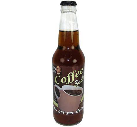 Lester's Fixins Coffee Soda by Sweet Palace in a glass bottle with coffee-colored liquid and vintage-style label.