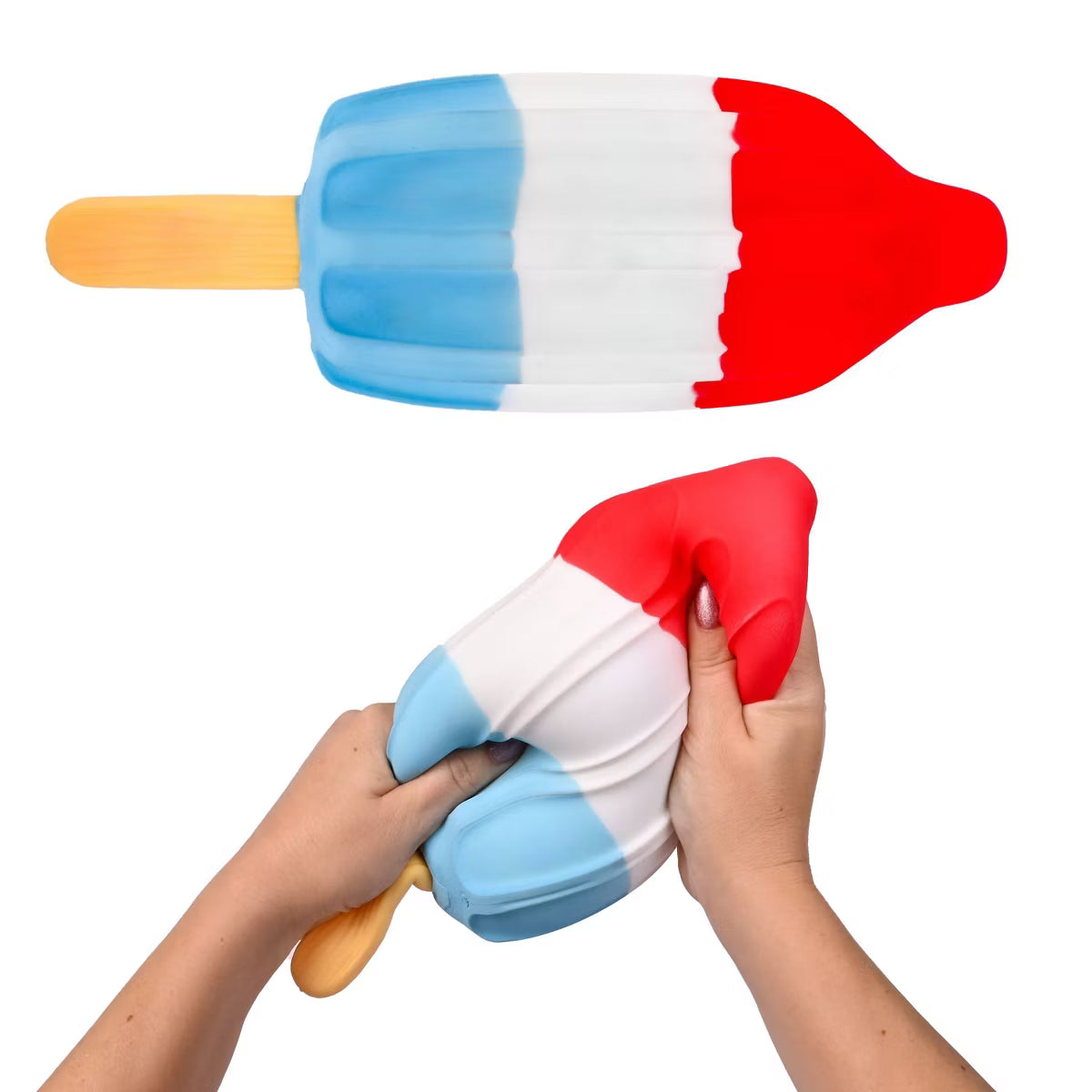 Sweet Palace Original Squeeezy Americana Rocket Pop in vibrant red, white, and blue colors, featuring a fun rocket shape.