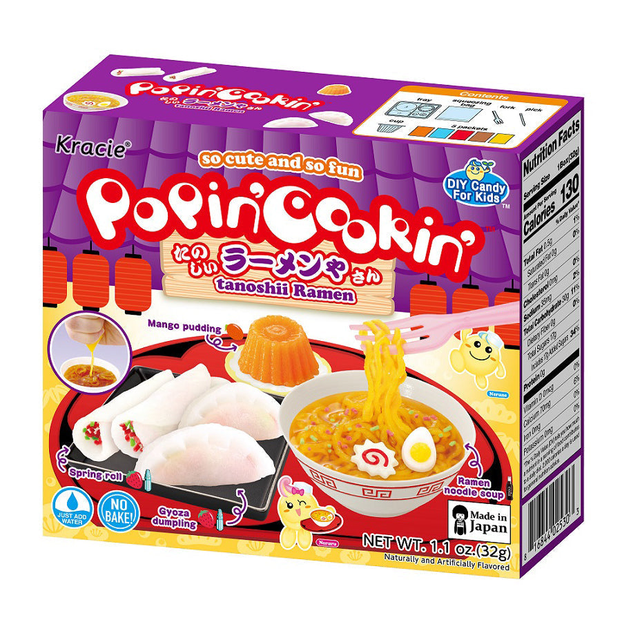 Poppin Cookin Japanese Ramen Shop Kit by Sweet Palace with colorful plastic ingredients and ramen bowl for fun food crafting.