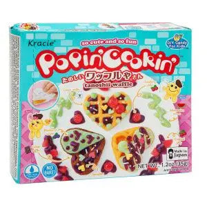 Sweet Palace Poppin Cookin Japanese Waffle Shop Kit with colorful ingredients and tools for making mini waffle treats.