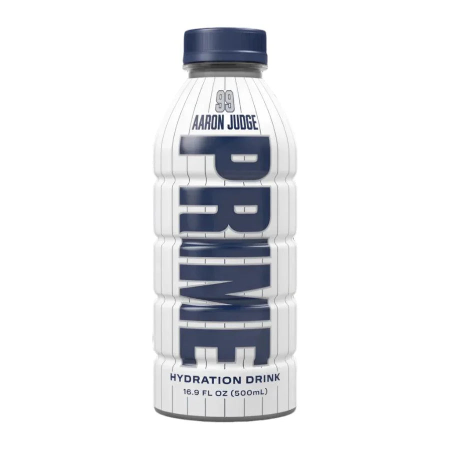 Prime Hydration Aaron Judge white bottle by Sweet Palace, featuring a sleek design with Aaron Judge branding on the hydration drink.