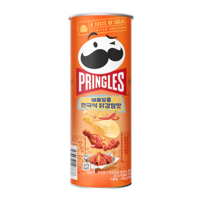 Pringles Korean Fried Chicken flavor chips by Sweet Palace in a colorful snack bag.