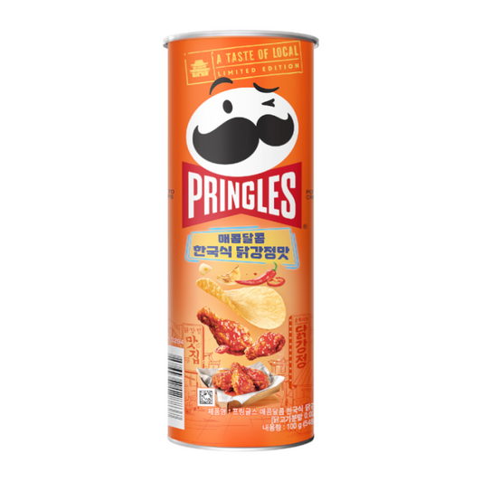 Pringles Korean Fried Chicken flavor chips in a 100g bag by Sweet Palace, showcasing spicy and savory fried chicken-inspired snack.