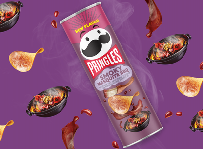 Pringles Smokey Mesquite BBQ chips in a colorful can, highlighting savory smoky flavor and crispy texture.