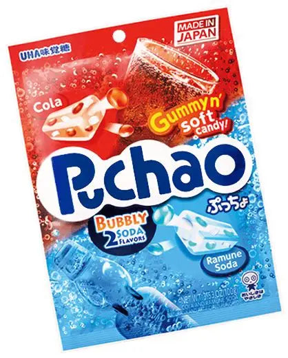 Puchao Chewy Candy Bubbly Soda by Sweet Palace, colorful chewy candy with bubbly soda flavor, shown in vibrant packaging.