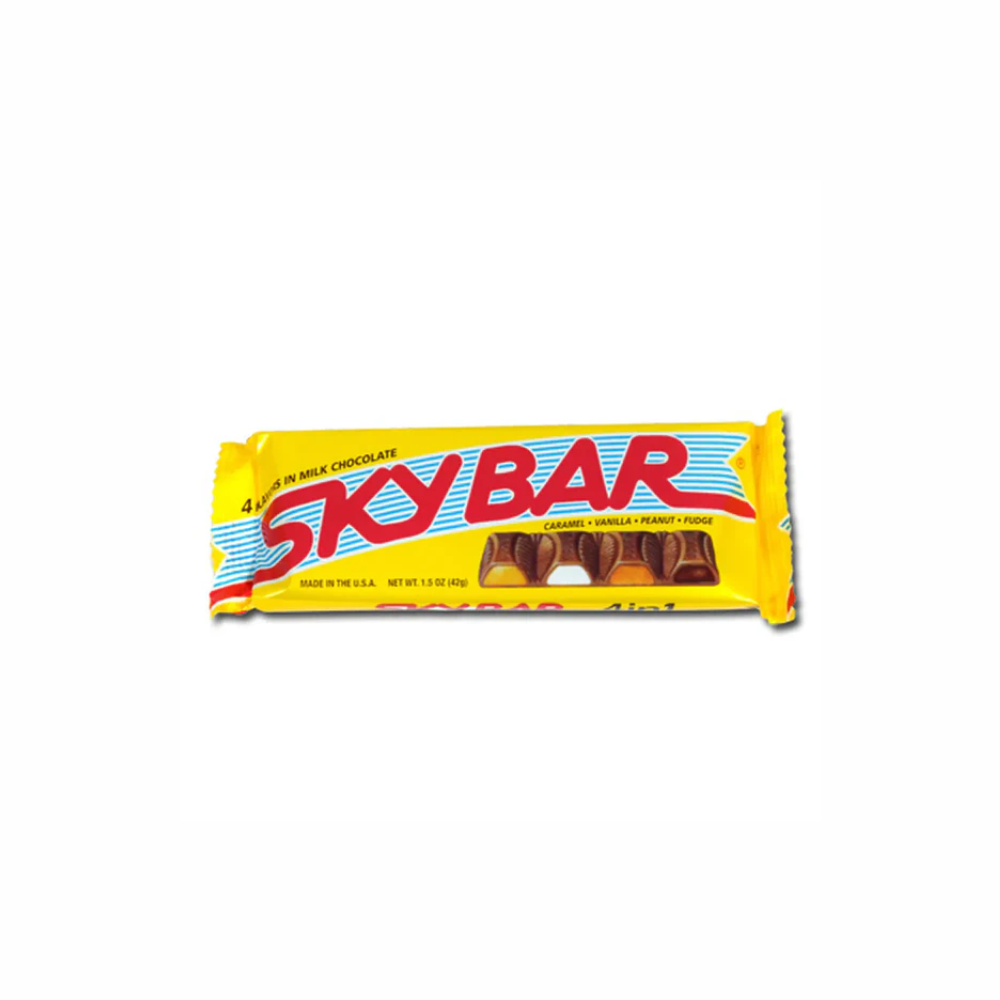 Sweet Palace Skybar Chocolate bar with smooth milk chocolate exterior and layered filling, shown in close-up.