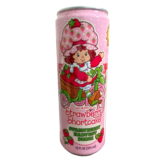 Sweet Palace Strawberry Shortcake Strawberry Harvest Drink in a clear glass, topped with fresh strawberries and whipped cream.