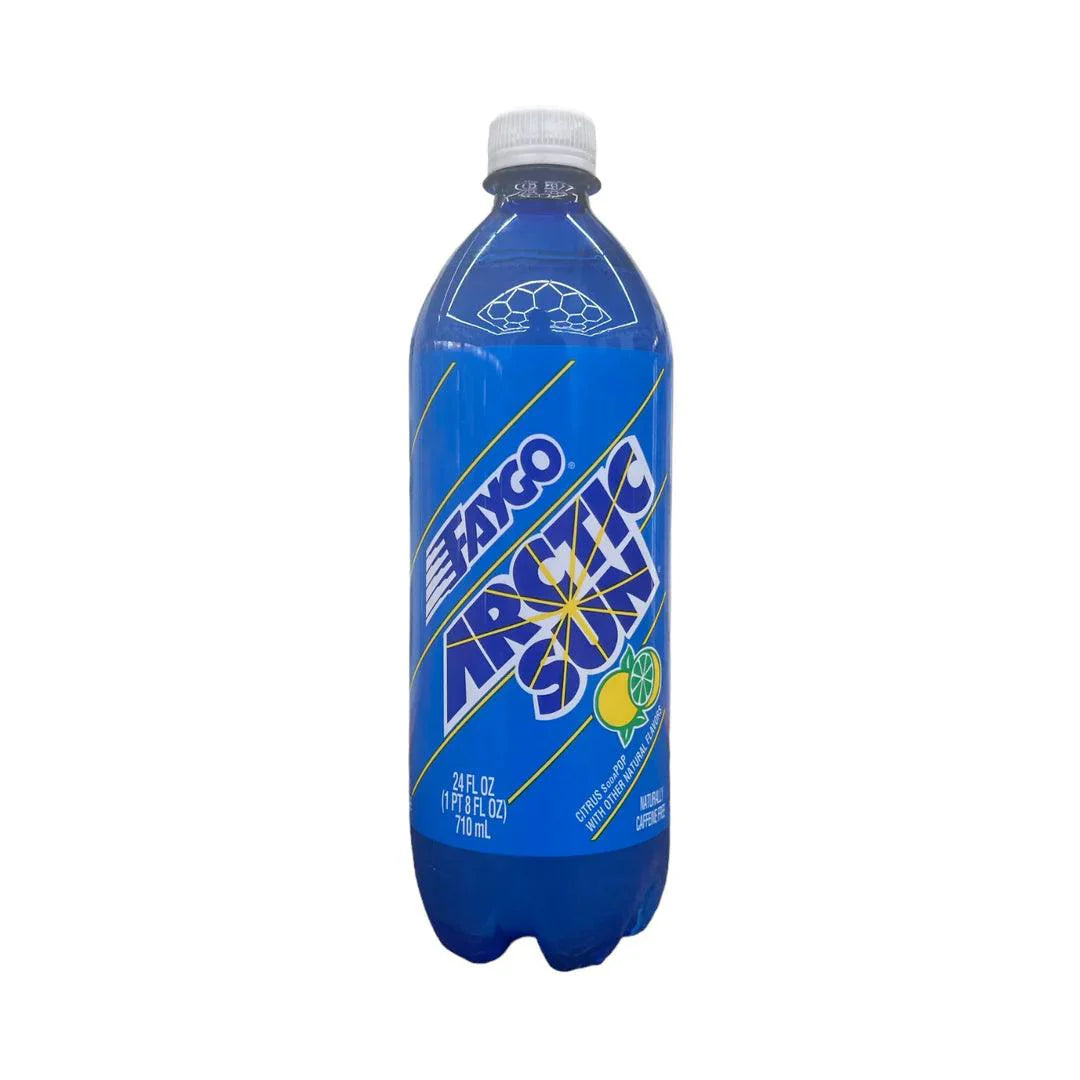 Faygo Artic Sun soft drink from Sweet Palace, featuring a vibrant orange can with Arctic Sun branding and colorful design.