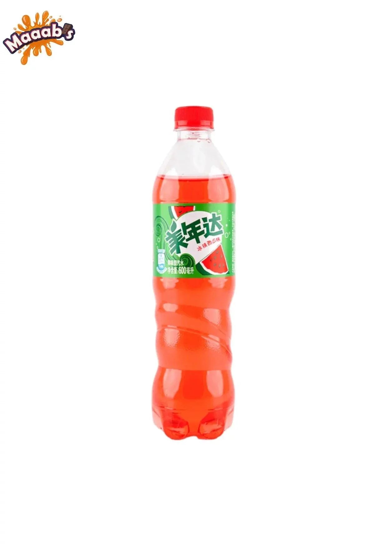 Sweet Palace Mirinda Watermelon drink bottle with vibrant label and cap, showcasing refreshing watermelon flavor.