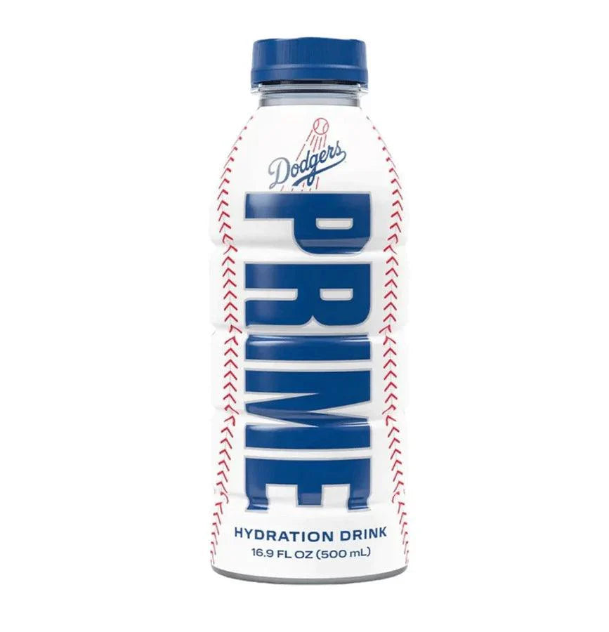 Prime Hydration Dodgers Blue Cap sports drink from Sweet Palace with a blue cap, designed for hydration and active lifestyles.
