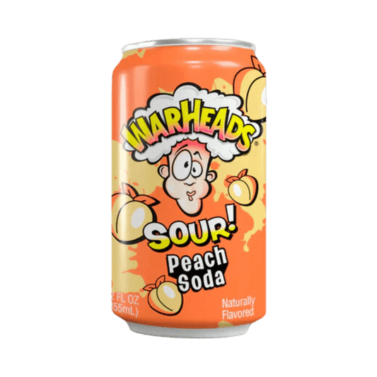 Warheads Sour Peach Soda drink from Sweet Palace, featuring a refreshing peach-flavored soda in a vibrant, colorful bottle.