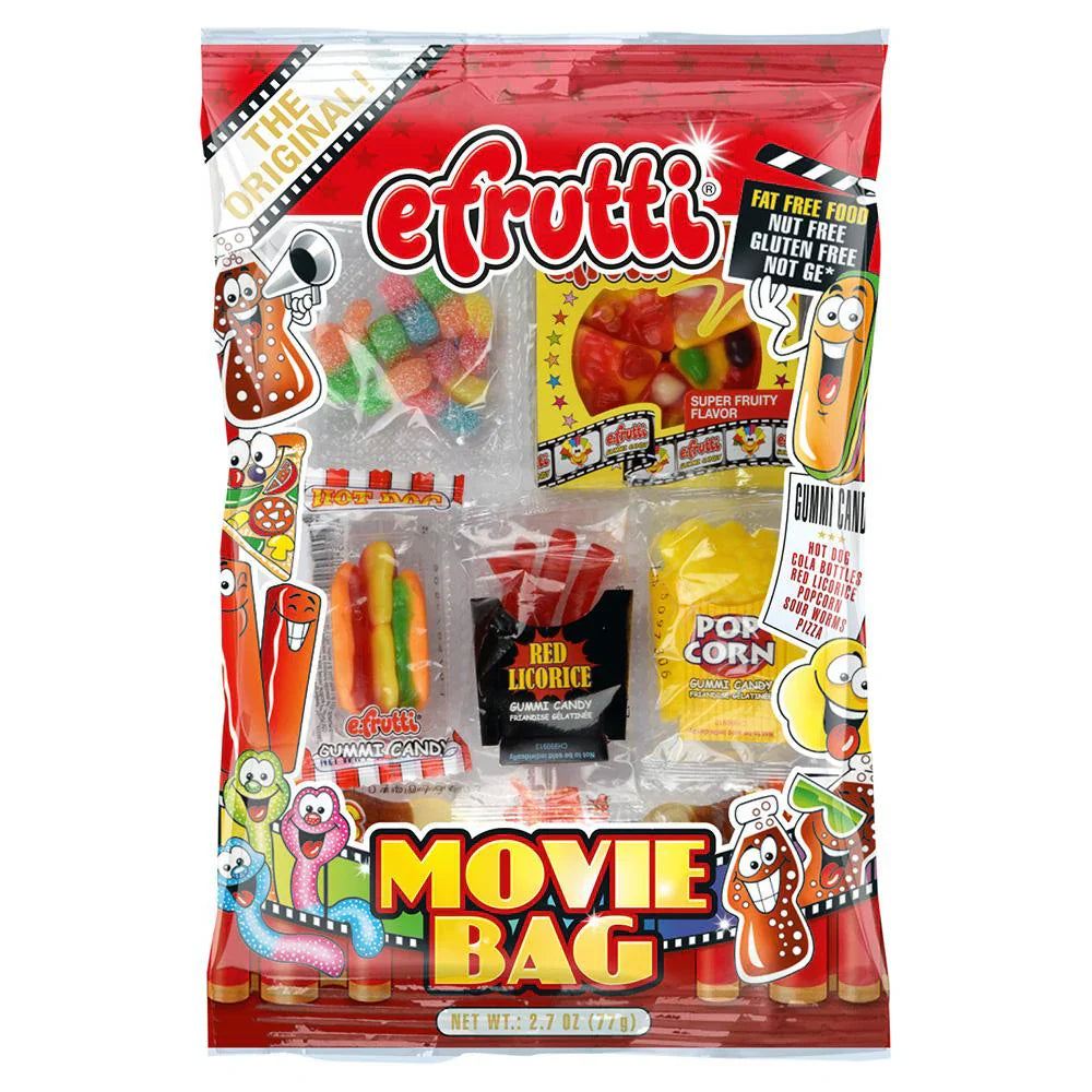 Efrutti Strawberry Candies by Sweet Palace, colorful soft candies with a strawberry flavor, arranged in a batch.