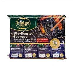 Sweet Palace fire-roasted seaweed snack pack, 16 pieces, crispy and savory nori sheets for healthy snacking.