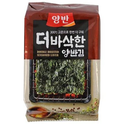 Fire-roasted seaweed snacks by Sweet Palace in a 16-pack, showing crispy, seasoned seaweed sheets on a white background.