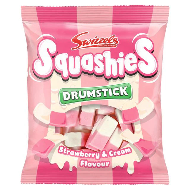 Sweet Palace Squashies Drumsticks with raspberry and cream flavor, featuring colorful freeze-dried squashie candies on a stick.